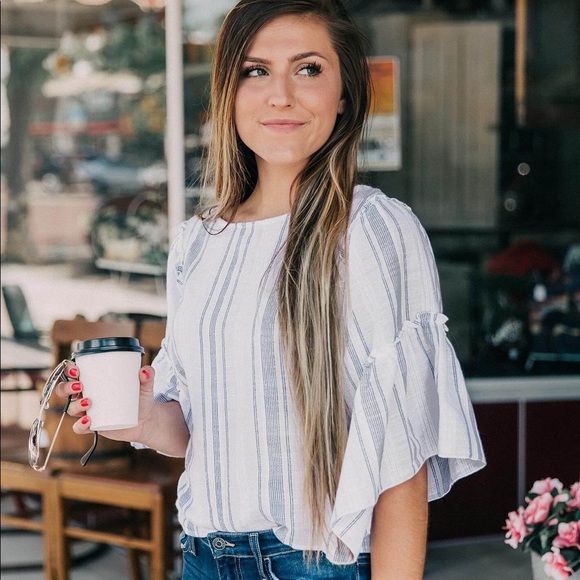 Buckle Tops - ❌SOLD❌ WILLOW & ROOT Striped Ruffle Cropped Top XS